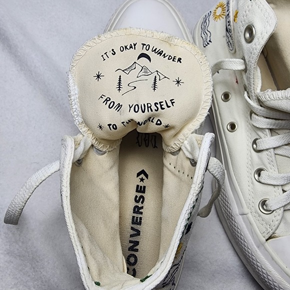 Converse All Star High Top Sneakers Womens 5 Canvas Embroidered Cosmic Sun Moon - Picture 7 of 9